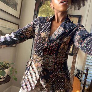 Vintage 1970s Happy Legs Patchwork Paisley Patterned Blazer